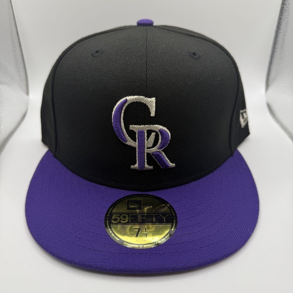 New Era 59FIFTY Colorado Rockies Classic Black/Purple‎ Fitted Hat Size 7 1/4